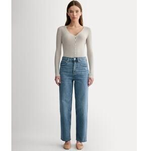 Everlane The Way-High Jeans Organic Cotton in Distressed Size 29 Raw Hem